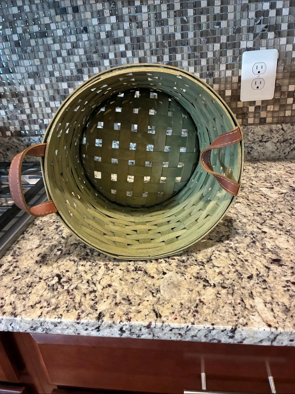 Green Woven Accent Basket -